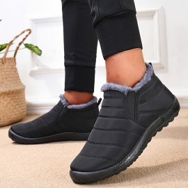 Men's Casual Snow Boots, Anti-skid Windproof Slip On Ankle Boots With Lined Fuzz For Outdoor, Autumn And Winter