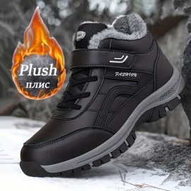 Winter PU Leather Boots Men Shoes Snow Boot Man Plush Keep Warm Sneakers Man Outdoor Ankle Snow Boots Casual Shoes