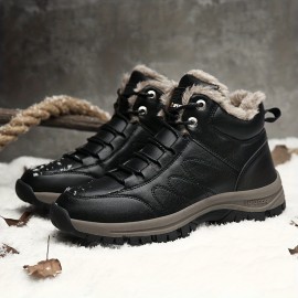 Men's Snow Boots Winter Outdoor Hiking Shoes Non-Slip Wear-resistant Shoes With Fuzzy Lining