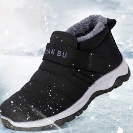 Men's Casual Snow Boots, Anti-skid Windproof Hook-and-loop Fastener Ankle Boots With Lined Fuzz For Outdoor, Autumn And Winter