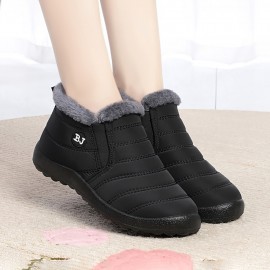 Men's Casual Snow Boots, Anti-skid Windproof Slip On Ankle Boots With Fuzzy Lining For Outdoor, Autumn And Winter