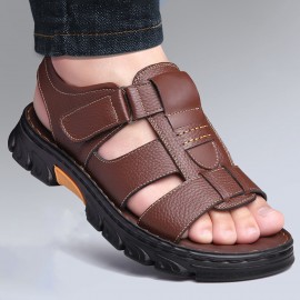 Men's Trendy Sandals With Adjustable Hook & Loop Fastener, Casual Outdoor Walking Shoes With Assorted Colors