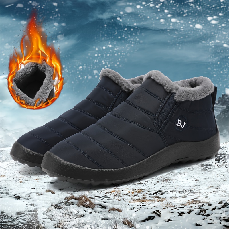 mens snow boots warm fleece cozy non slip ankle boots plush comfy outdoor hiking shoes lined trekking shoes winter details 1