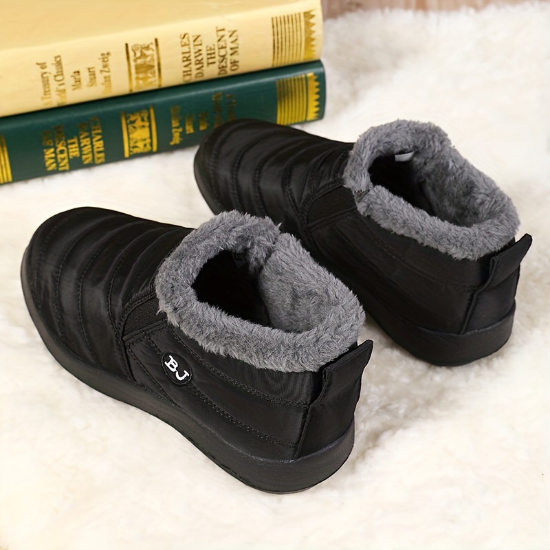 mens snow boots warm fleece cozy non slip ankle boots plush comfy outdoor hiking shoes lined trekking shoes winter details 5