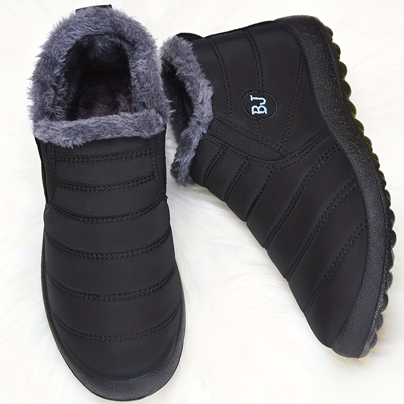 mens snow boots lightweight casual shoes with fuzzy lining for walking details 3