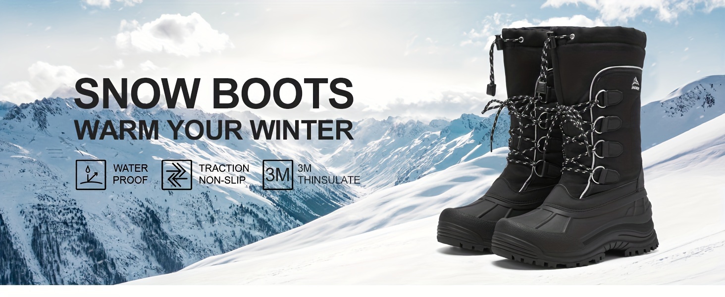 mens insulated waterproof outdoor warm snow boots for outdoor activities mens winter boots details 0