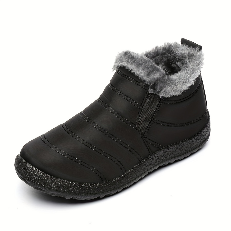 mens casual snow boots anti skid windproof slip on ankle boots with lined fuzz for outdoor autumn and winter details 0