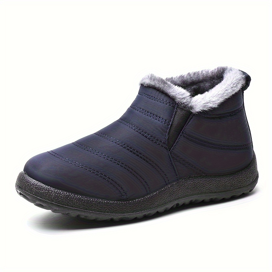 mens casual snow boots anti skid windproof slip on ankle boots with lined fuzz for outdoor autumn and winter details 3