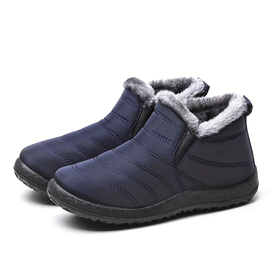 mens casual snow boots anti skid windproof slip on ankle boots with lined fuzz for outdoor autumn and winter details 4