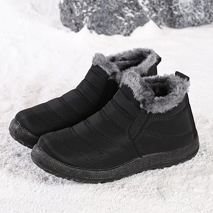 mens casual snow boots anti skid windproof slip on ankle boots with lined fuzz for outdoor autumn and winter details 5