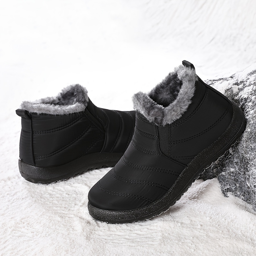 mens casual snow boots anti skid windproof slip on ankle boots with lined fuzz for outdoor autumn and winter details 7