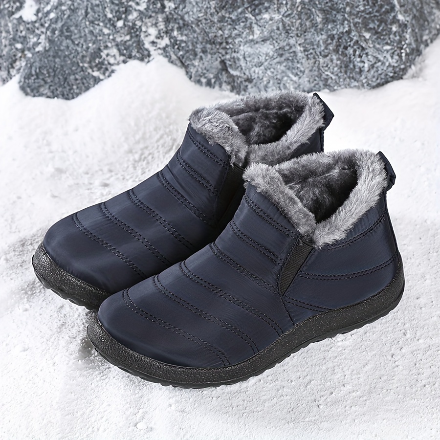 mens casual snow boots anti skid windproof slip on ankle boots with lined fuzz for outdoor autumn and winter details 8