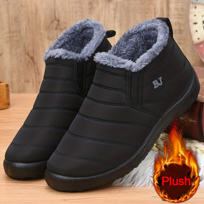 mens snow boots winter thermal shoes windproof hiking boots with fuzzy lining details 0