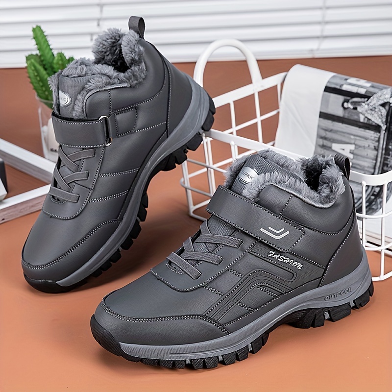 2023 winter pu leather boots men shoes snow boot man plush keep warm sneakers man outdoor ankle snow boots casual shoes details 0