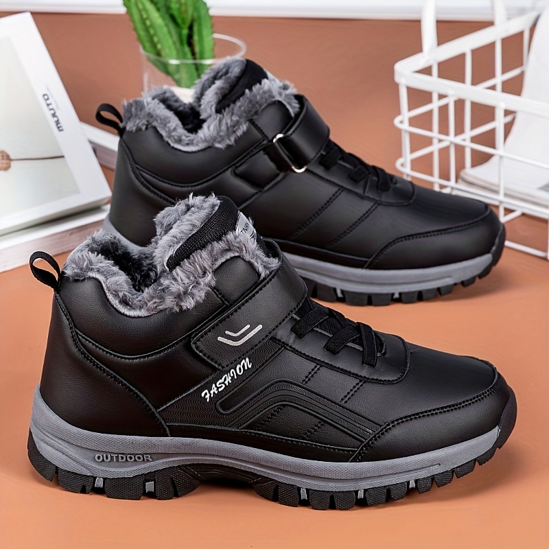 2023 winter pu leather boots men shoes snow boot man plush keep warm sneakers man outdoor ankle snow boots casual shoes details 2