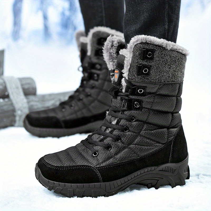 mens winter snow boots non slip insulated warm durable outdoor classic mid calf boots details 0