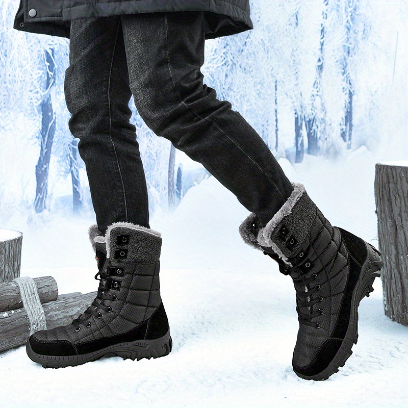 mens winter snow boots non slip insulated warm durable outdoor classic mid calf boots details 2