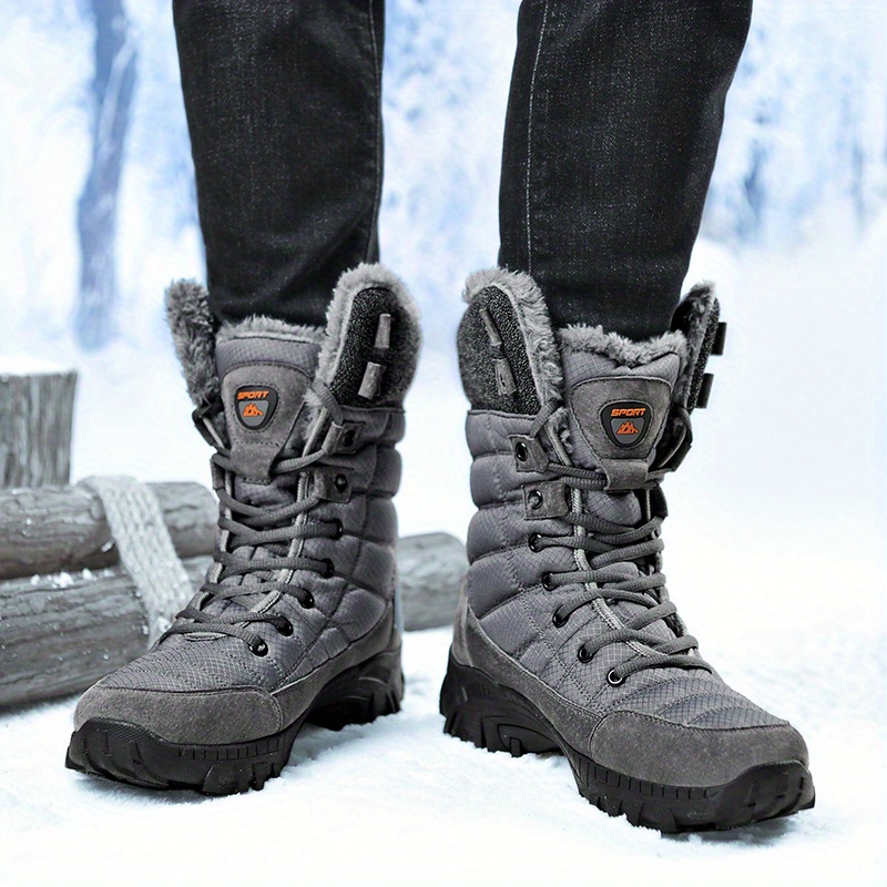 mens winter snow boots non slip insulated warm durable outdoor classic mid calf boots details 3