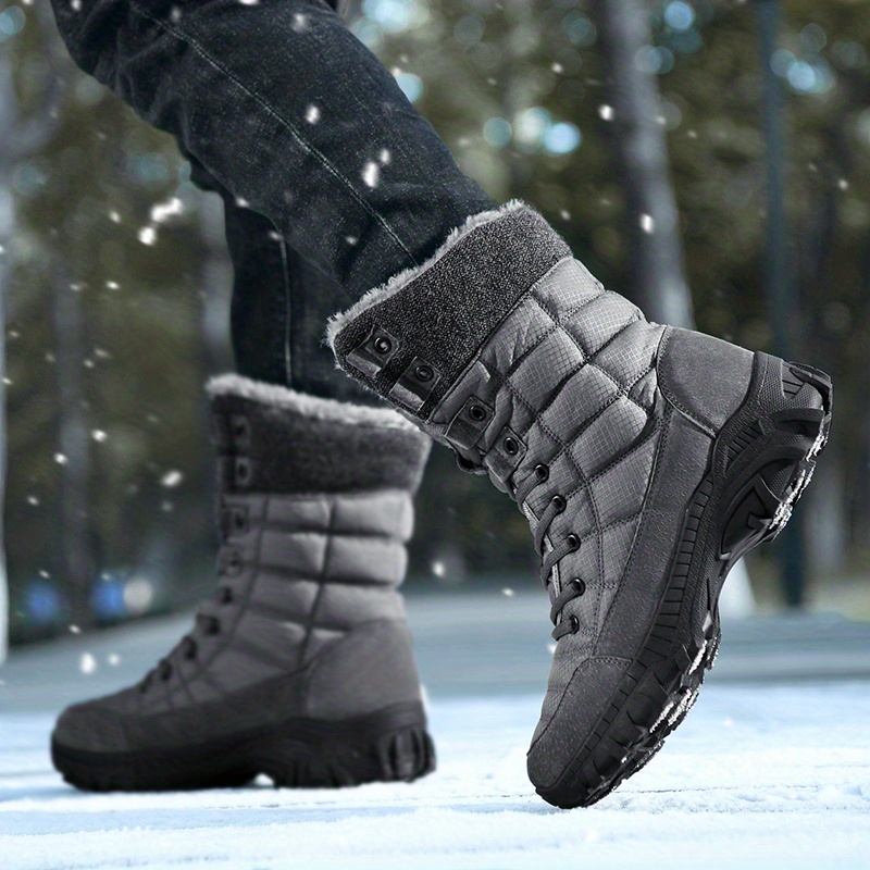 mens winter snow boots non slip insulated warm durable outdoor classic mid calf boots details 4