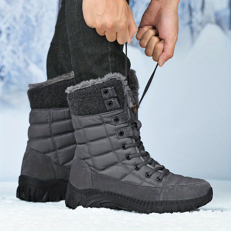 mens winter snow boots non slip insulated warm durable outdoor classic mid calf boots details 5