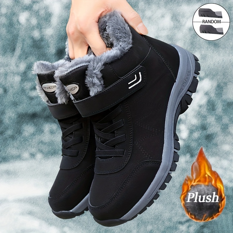 mens casual snow boots anti skid windproof lace up ankle boots with fuzzy lining for outdoor walking running hiking autumn and winter details 4