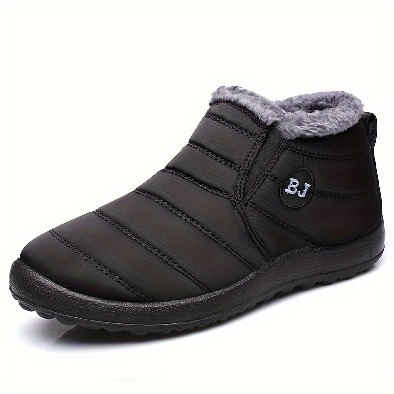 mens casual snow boots anti skid windproof slip on ankle boots with fuzzy lining for outdoor autumn and winter details 4