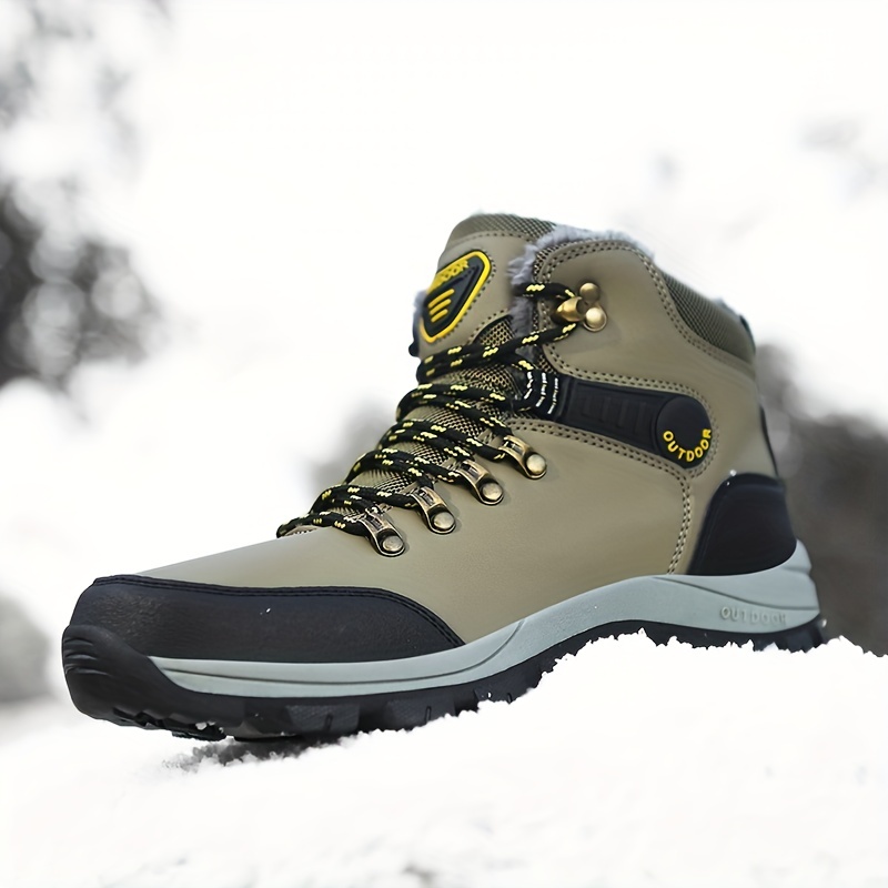 mens outdoor snow boots winter thermal shoes windproof hiking boots with fuzzy lining details 6