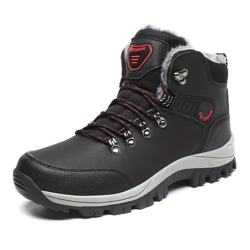 mens outdoor snow boots winter thermal shoes windproof hiking boots with fuzzy lining details 8