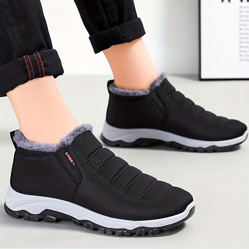 mens slip on snow boots thermal winter shoes boots casual walking shoes details 7