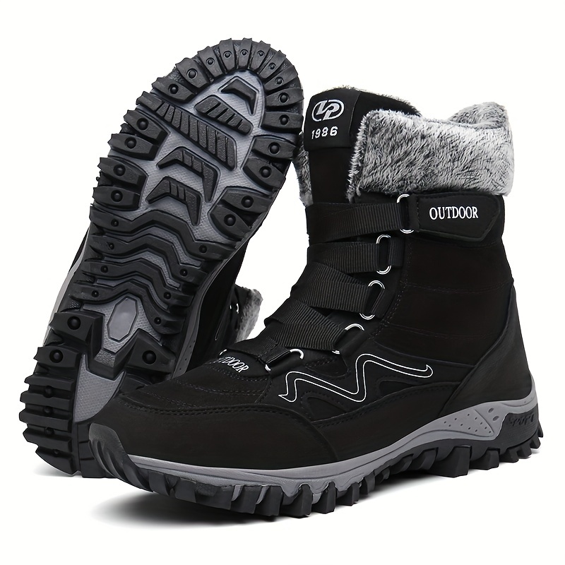 mens snow boots winter thermal lace up shoes windproof hiking boots with fuzzy lining details 7