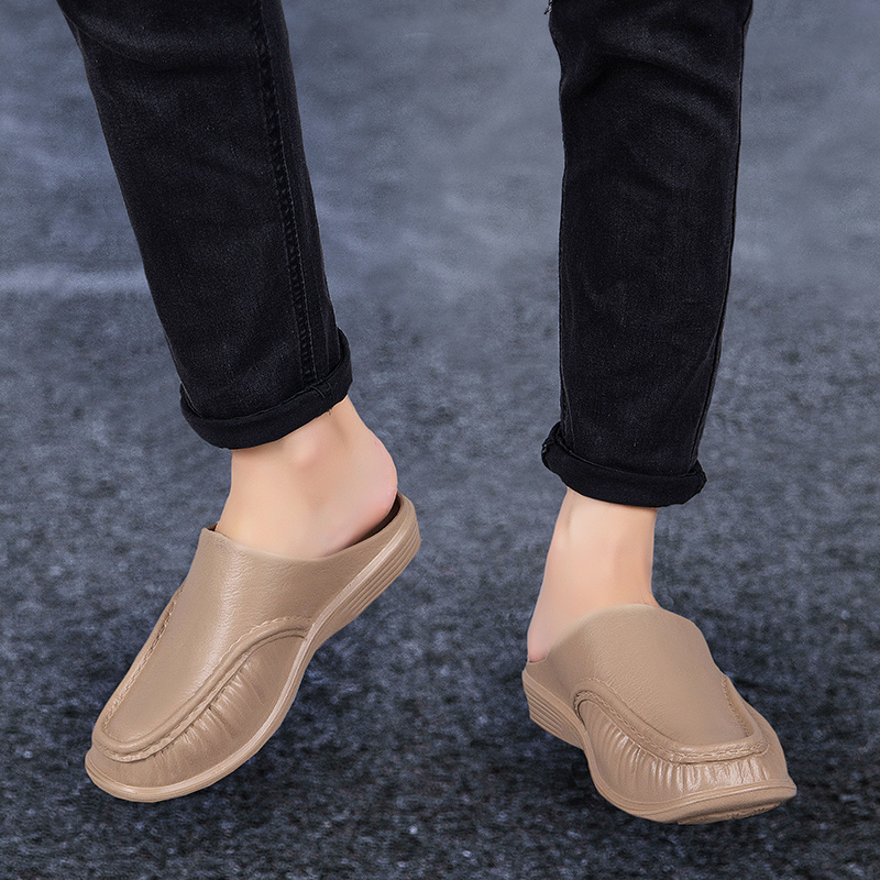 mens slip on mules casual walking slippers outdoor backless loafers open back shoes details 8