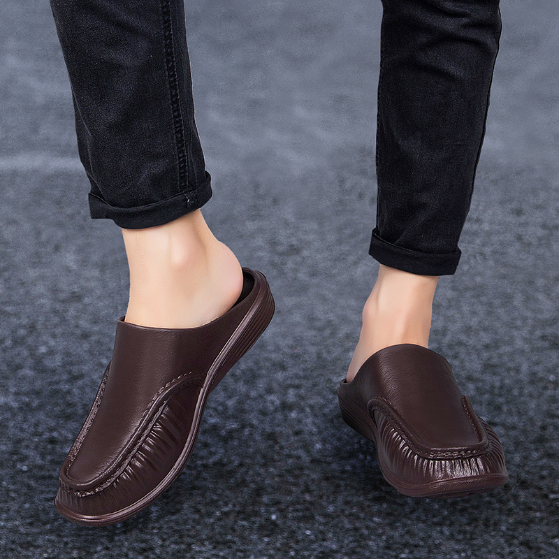 mens slip on mules casual walking slippers outdoor backless loafers open back shoes details 13