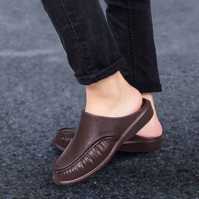 mens slip on mules casual walking slippers outdoor backless loafers open back shoes details 14