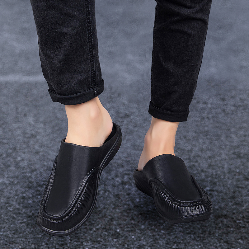 mens slip on mules casual walking slippers outdoor backless loafers open back shoes details 15