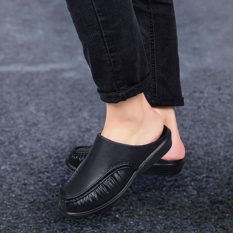 mens slip on mules casual walking slippers outdoor backless loafers open back shoes details 16