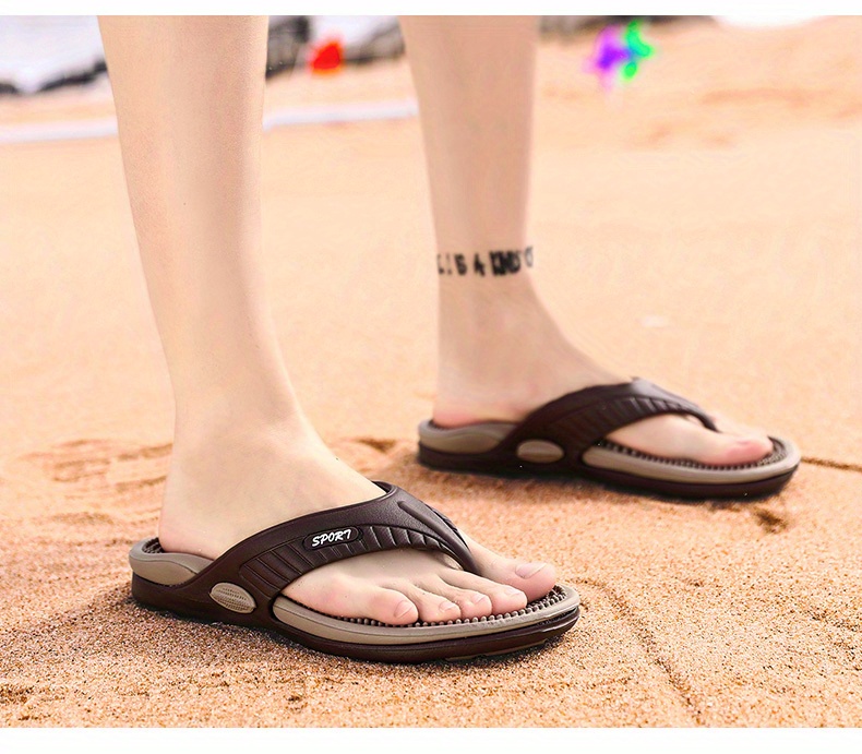 men acupressure massage reflexology flip flops shock absorption lightweight non slip thong sandals for indoor outdoor beach summer details 11