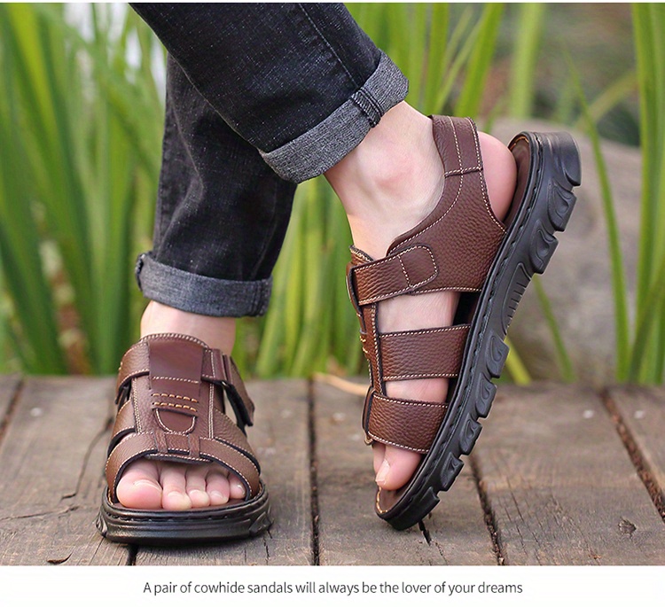 mens trendy sandals with adjustable hook loop fastener casual outdoor walking shoes with assorted colors details 5