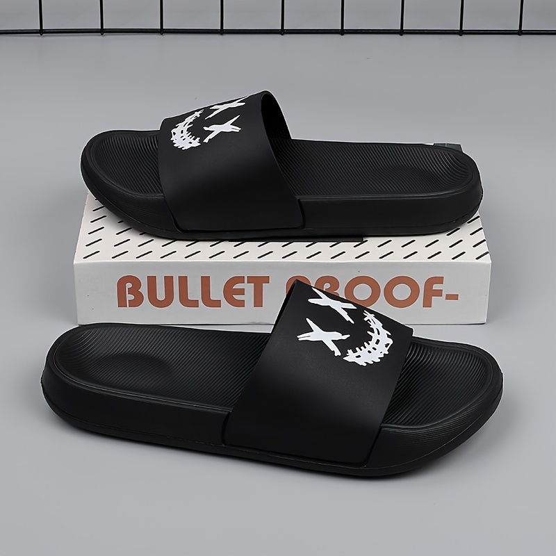 mens comfy slides casual non slip slippers open toe shoes for indoor outdoor beach shower details 2