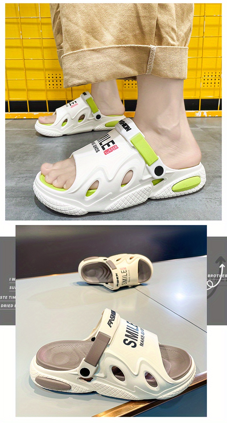 slide sandals, mens slide sandals casual non slip shoes open toe shoes for outdoor beach spring and summer details 1