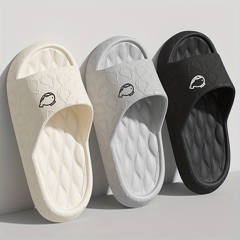 mens cloud slides pillow sliders casual non slip slippers open toe shoes with embossed whale for indoor outdoor beach shower spring and summer details 0