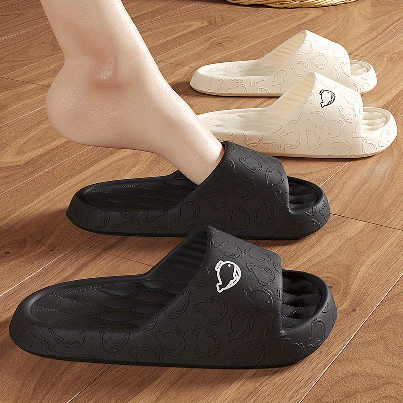 mens cloud slides pillow sliders casual non slip slippers open toe shoes with embossed whale for indoor outdoor beach shower spring and summer details 1