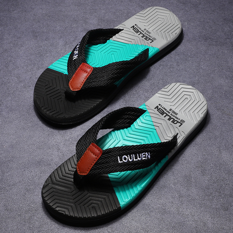 mens trendy 2023 new color block flip flops quick drying slides slippers for indoor outdoor shower beach pool details 2