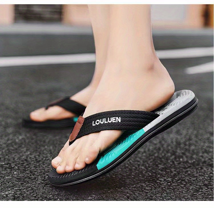 mens trendy 2023 new color block flip flops quick drying slides slippers for indoor outdoor shower beach pool details 8