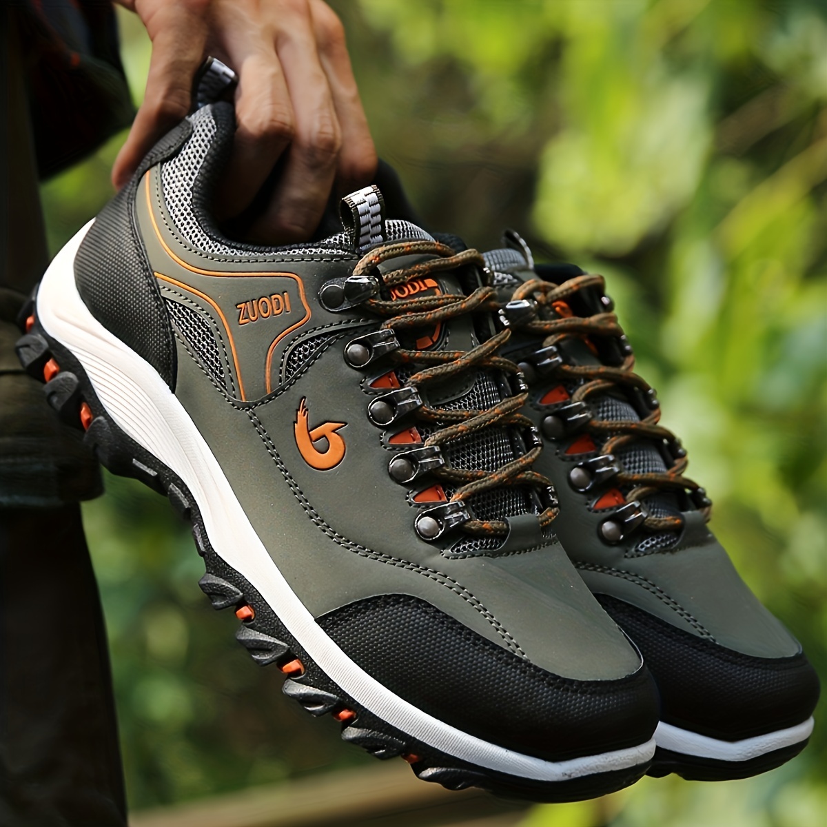 mens lace up sneakers athletic shoes wear resistant and breathable hiking shoes details 2