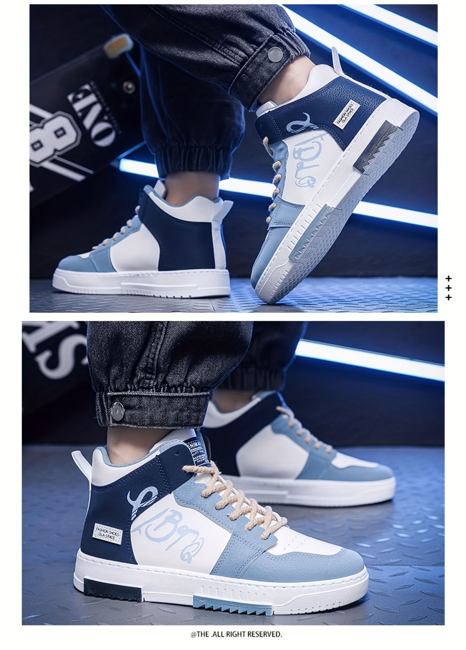 mens high top skate shoes with good grip breathable lace up sneakers mens footwear details 0