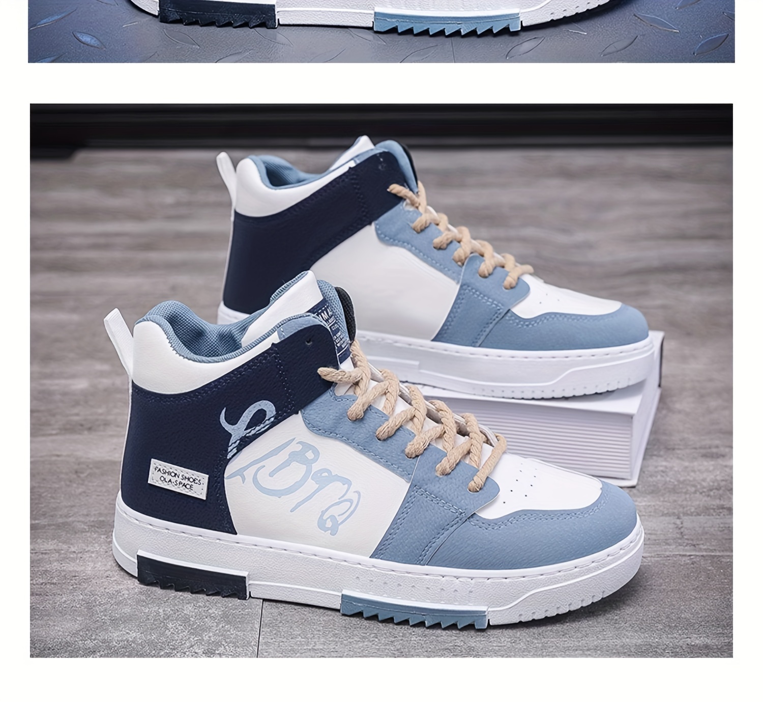 mens high top skate shoes with good grip breathable lace up sneakers mens footwear details 3