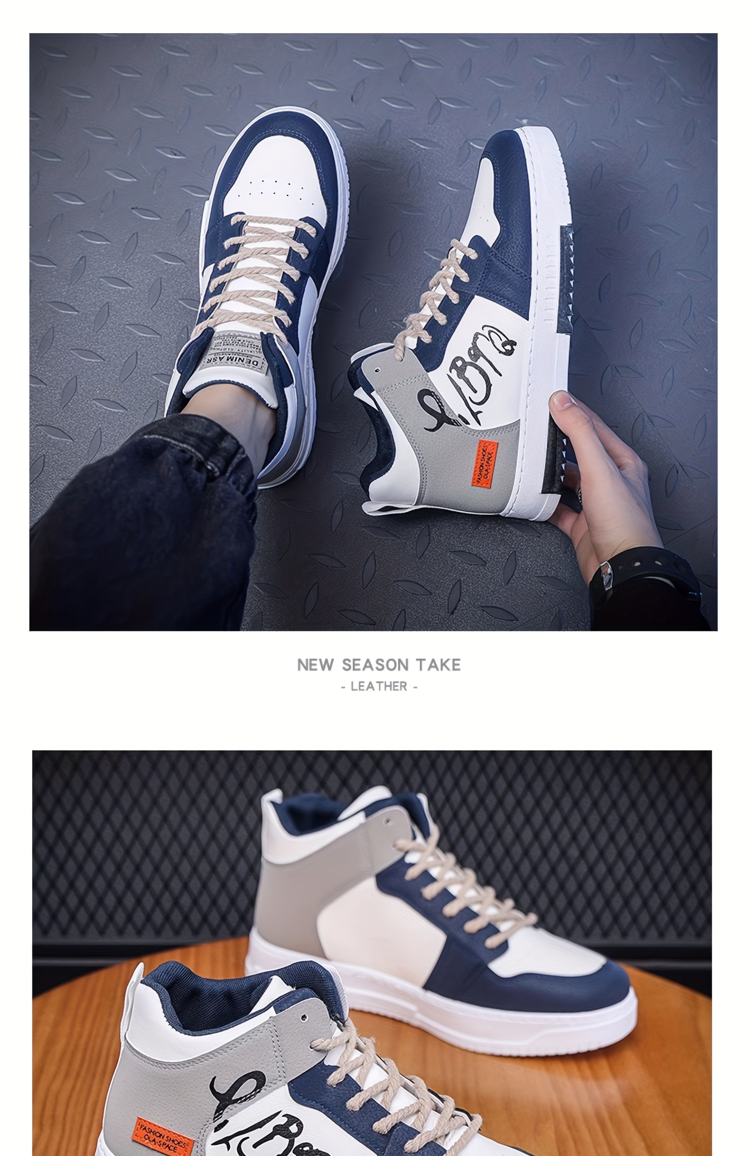 mens high top skate shoes with good grip breathable lace up sneakers mens footwear details 6