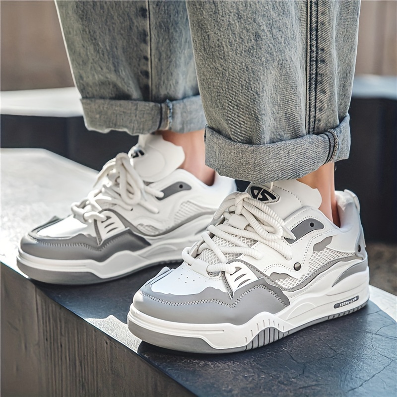 mens cute chunky skate shoes with good grip breathable lace up sneakers mens footwear details 4