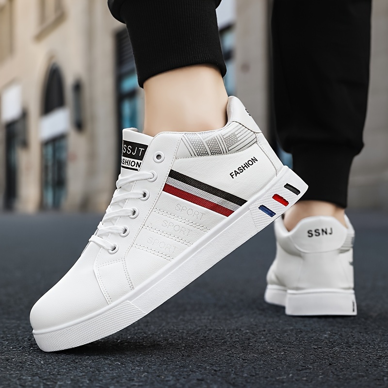 plus size mens trendy solid simple design skate shoes comfy non slip lace up casual sneakers for mens outdoor activities details 13