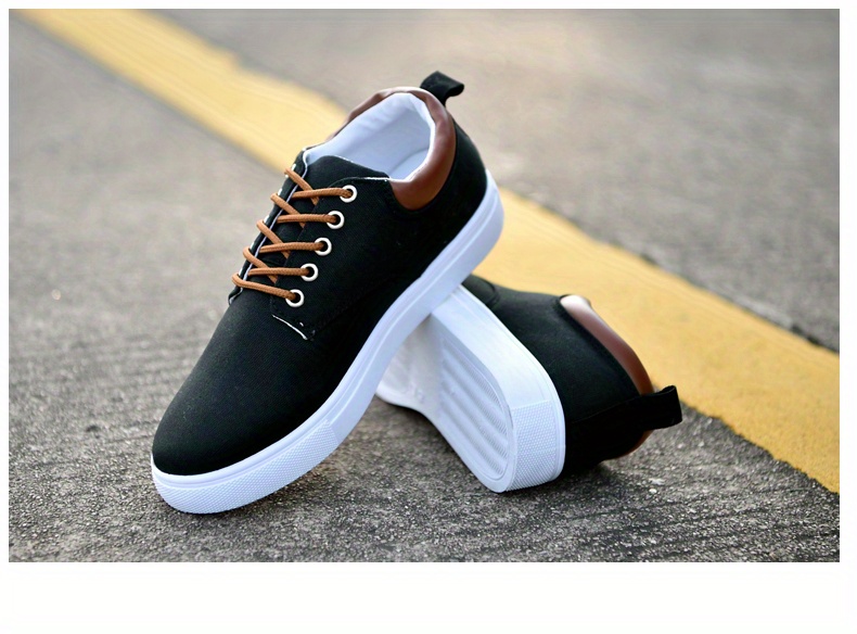 mens fashion canvas lace up skate shoes comfortable sneakers autumn black grey khaki for halloween details 1